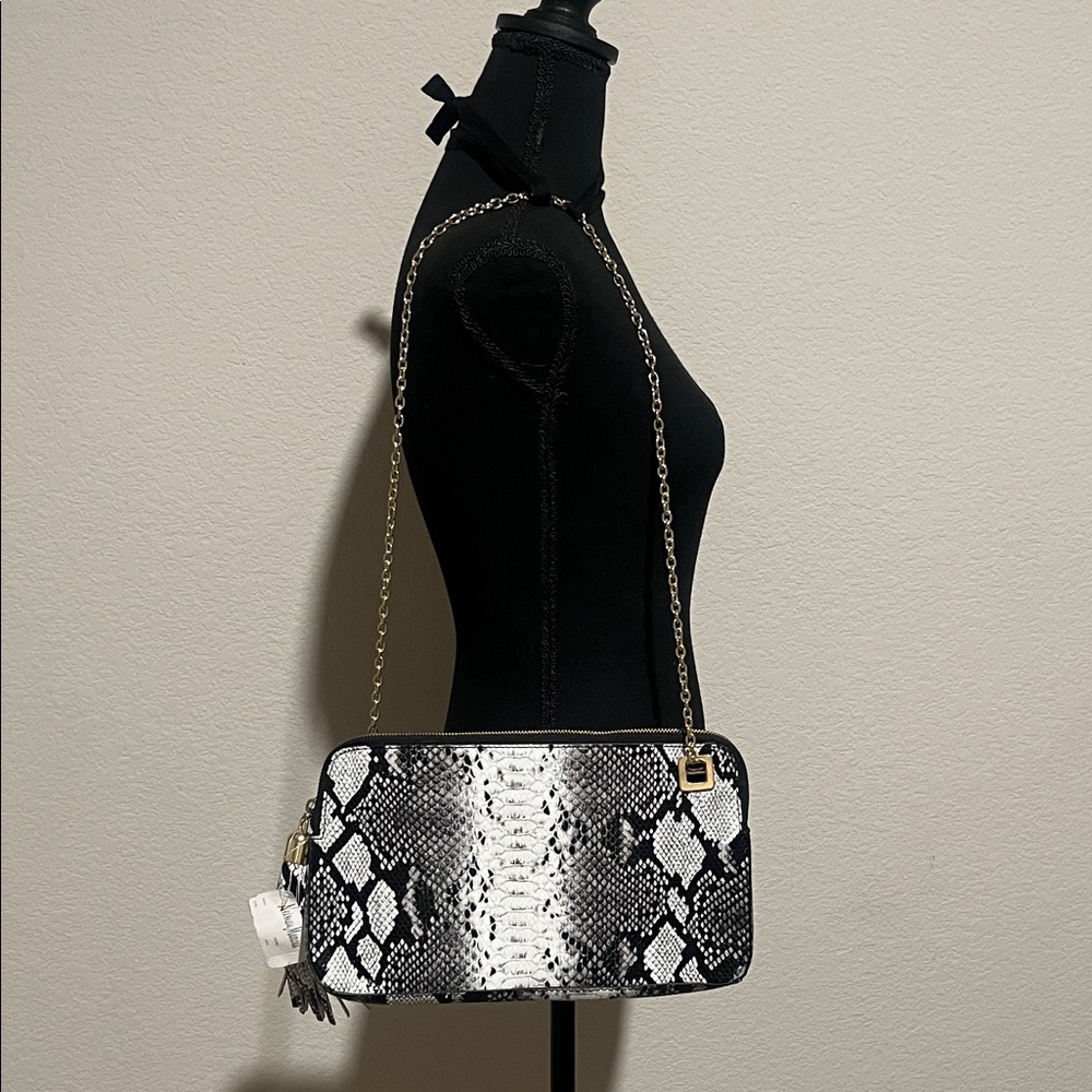 Neiman Marcus Snakeskin Print Chain Shoulder Bag
